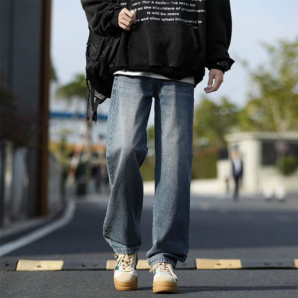 Calça jeans masculino primavera outono 2025 nova calça de solta retangular calça de solta de verão