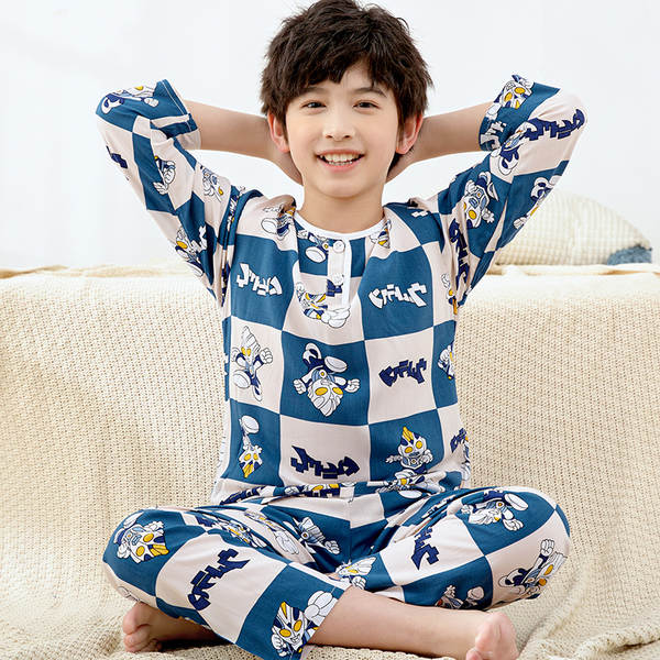 Conjunto de pijama infantil de algodão para verão