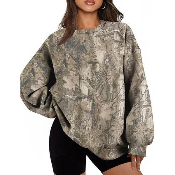 Blusa de moletom com estampa de folhas