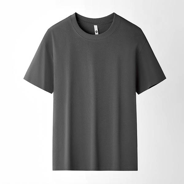 T-shirt masculino com mangas curtas e pesadas de algodão puro 230 gramas Jovens com mangas redondas de roupa de roupa pura