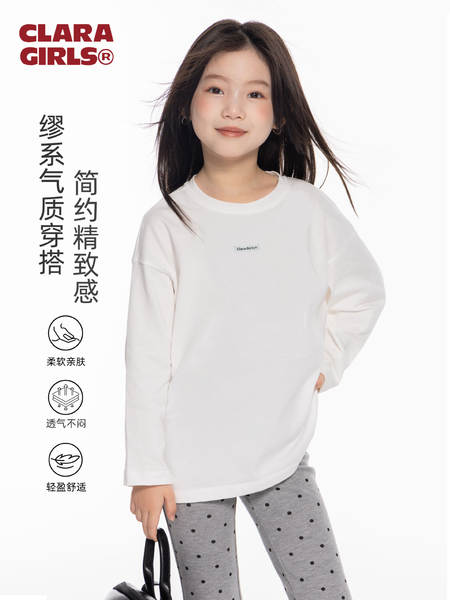 T-shirt de algodão puro miu para meninas T-shirt de algodão puro miu para meninas 2025 primavera nova versão coreana para meninos simples e relaxante