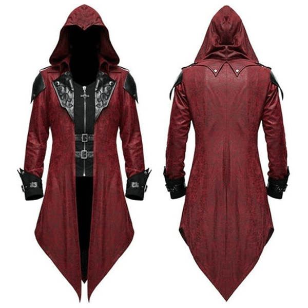 2026wish Amazon Europa e América medieval Halloween retrospectiva casaco empilhado homem Gothic preto vestido de roupa