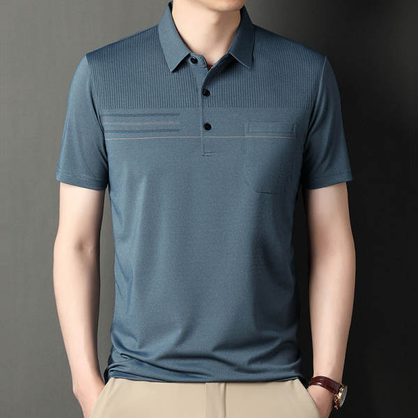T-shirt masculino de pulseira curta 23 verão novo homem de meia-idade pulseira poli T-shirt papai vestido com roupa de negócios