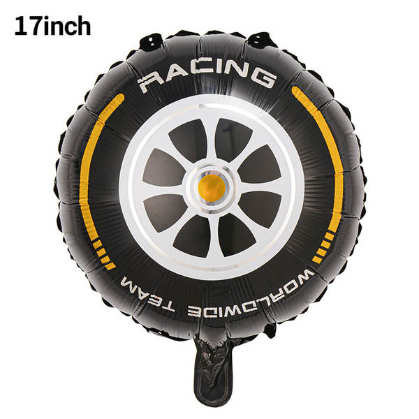 Novo balão de pneu de 18 polegadas preto e branco de argila redonda de película de alumínio balão de corrida temática de decoração de equação carrinho