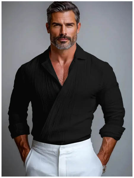 Transfronteiriço do comércio exterior muscular homens V camisa de colar negócios lazer estilo americano longas mãos jovem popular colar camisa masculina