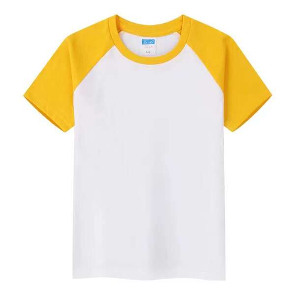 Venda direta de fábrica para meninos e meninas doces da mesma cor de algodão puro 180 gramas Camiseta de Criança personalizada de pulseira curta logo de impressão