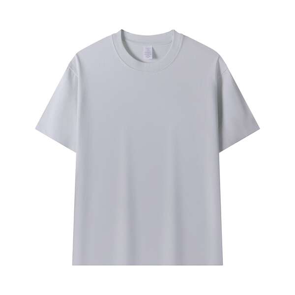 Americano de 230 gramas de peso de algodão puro sem costura de barril de tecido de mangas curtas T-shirts de cor limpa de cor limpa de camisa branca embrulhada