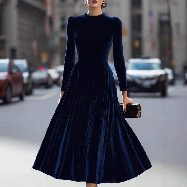 Vestido de comércio exterior transfronteiriço da Europa e dos Estados Unidos 2025 Outono e Inverno Novo Vestido de comércio exterior transfronteiriço