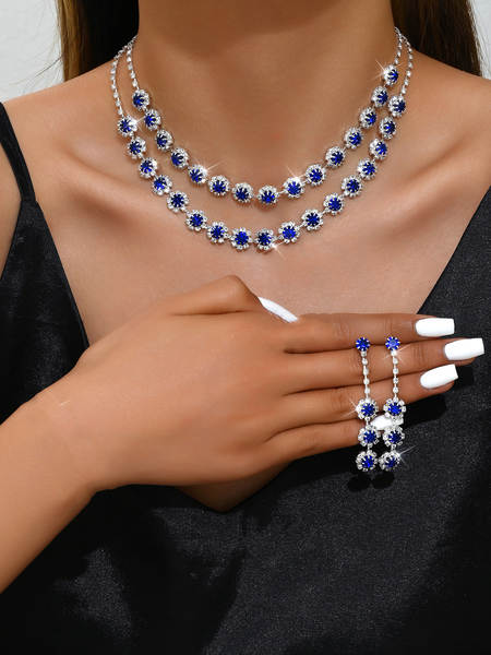 Acessórios de casamento dupla camada do colar de diamante do colar de sol de comércio estrangeiro Sete de orelhas de venda rápida