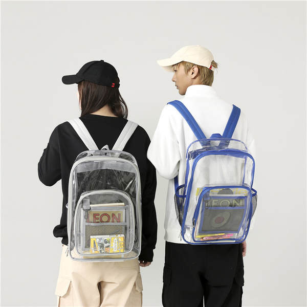 Amazon Transboundary Supply Transparente backpack pvc duplo ombro saco pvc saco grande capacidade saco estudante