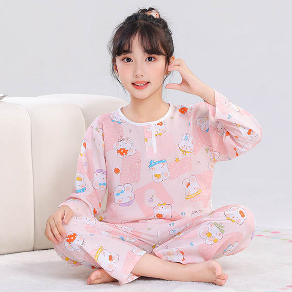 Conjunto de pijama infantil de algodão para verão