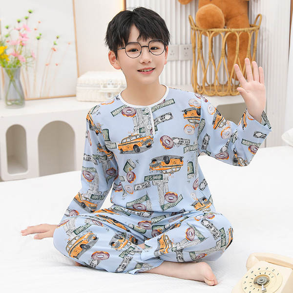 Conjunto de pijama infantil de algodão para verão