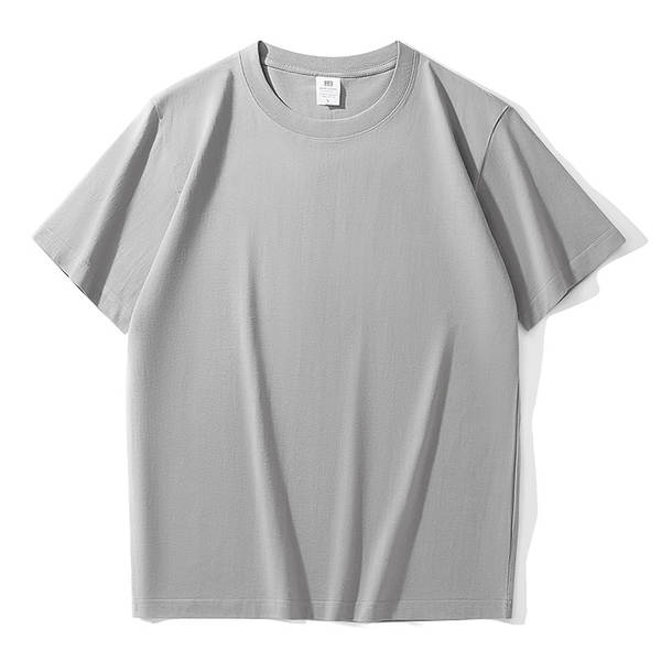 T-shirt masculino com mangas curtas e pesadas de algodão puro 230 gramas Jovens com mangas redondas de roupa de roupa pura