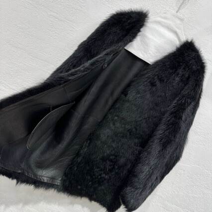 24 Haining Inverno Negro Calidade de viagem de couro simples de importação toscanas casaco de pelúcia feminino