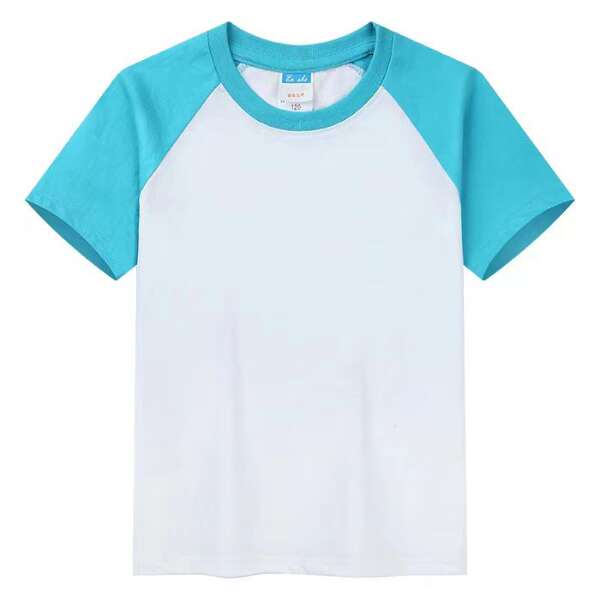 Venda direta de fábrica para meninos e meninas doces da mesma cor de algodão puro 180 gramas Camiseta de Criança personalizada de pulseira curta logo de impressão
