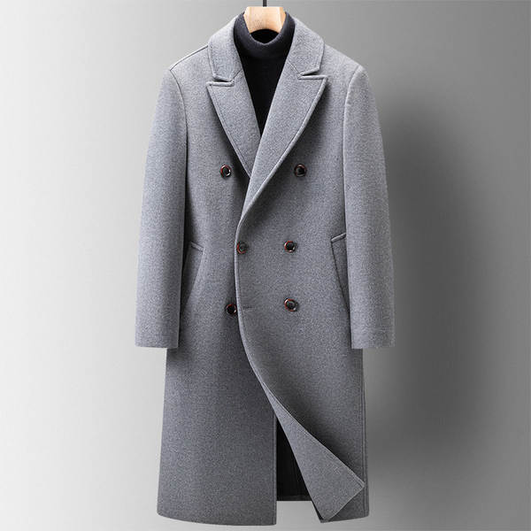 Casaco de lã masculino longo