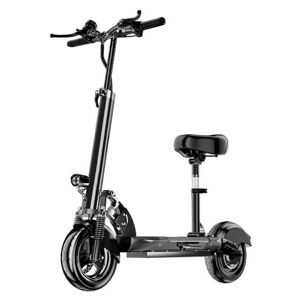 Skateboard elétrico dobrável de 10 polegadas para adultos de 48V off-road com assentos pequenos para andar de bicicleta