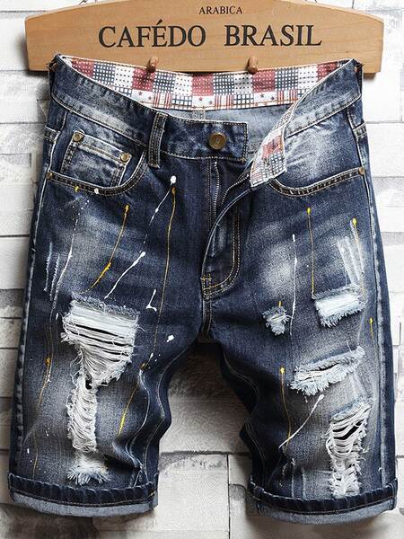 Camiseta de jeans masculino mais quebrado cinquenta mendigos calças quatro temporadas personagem masculino jeans jeansmen