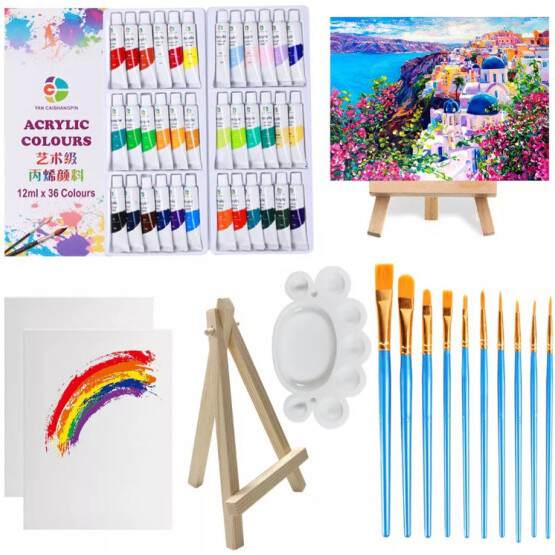 Pinturas de acrílico por atacado kit impermeável artesanato para crianças iniciantes pintura 12/24/36 cor pintura a óleo branco