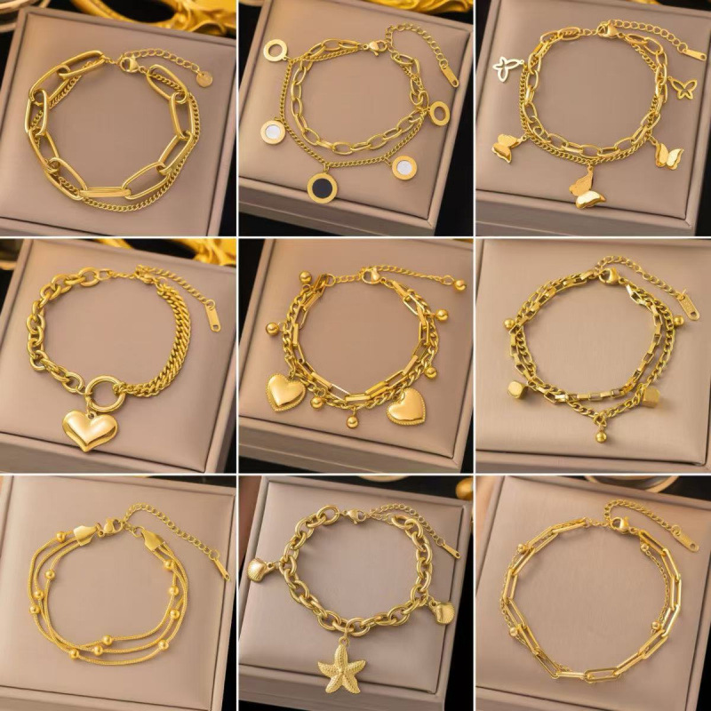 Lanche de aço transfronteiriço de Dongguan não cai de cor novo modelo japonês coreano acessório lanche mulher 18k ouro moda leve e luxuosa sensação de luxo