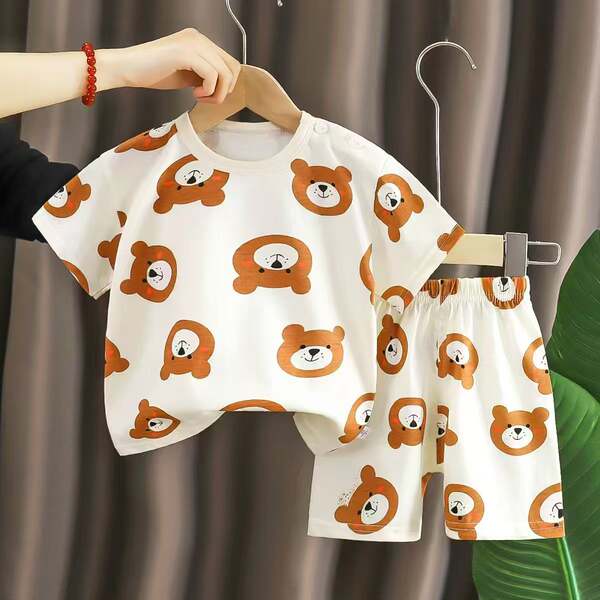 Conjunto de verão infantil de algodão
