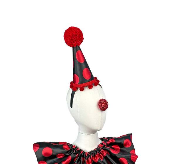 Crianças Halloween vestir-se de cor-de-rosa e preto palhaço circo decorado com rosas rosa