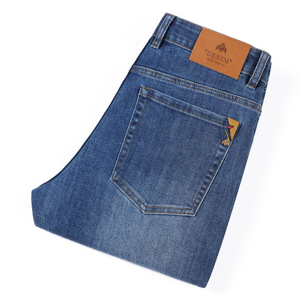 2026 Outono novo jeans masculino revestimento retangular elástico grosso modelo macio confortável masculino calças compridas