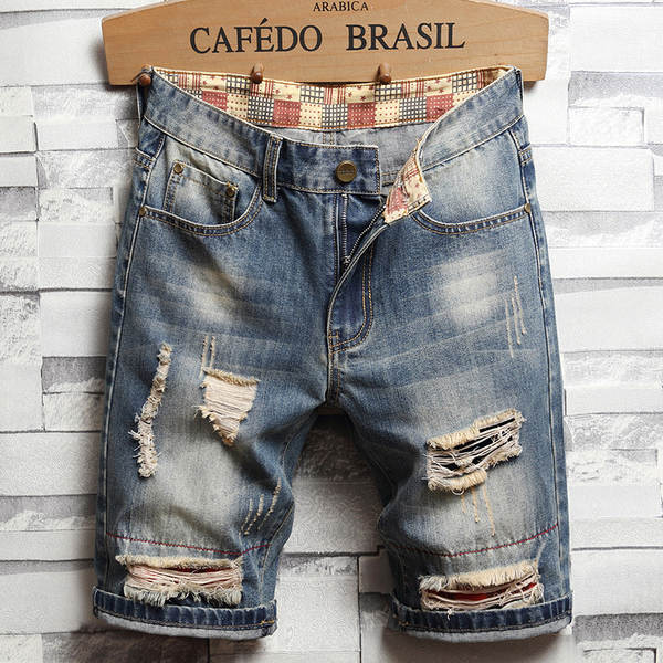 Camiseta de jeans masculino mais quebrado cinquenta mendigos calças quatro temporadas personagem masculino jeans jeansmen