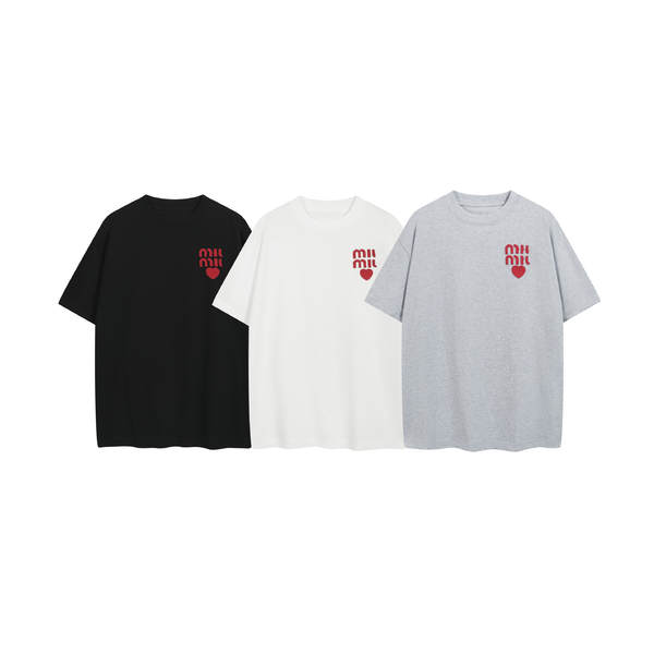 Versão correta do novo modelo de verão MIU Mulheres e Homens T-shirt de mão curta