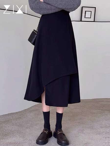 Vestido Preto Longo de Lã
