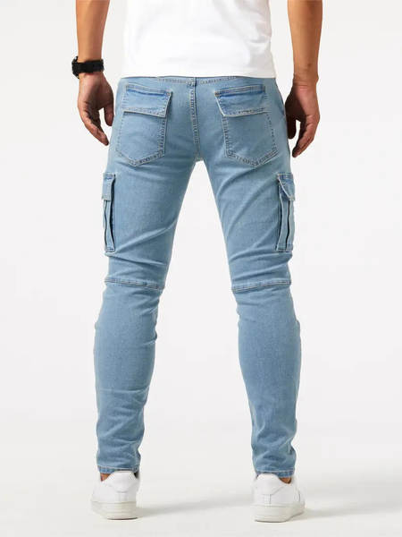 2021 Euro-American Cross-Border New Jeans Homens Piso lateral Pequenos Pés Estreitos jeans NK012