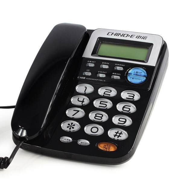 Telemóvel C168 telefônico de escritório de casa com fio de telefone fixo de câmara de chamadas sem bateria