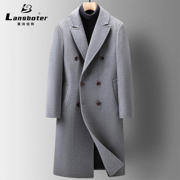 Casaco de lã masculino longo
