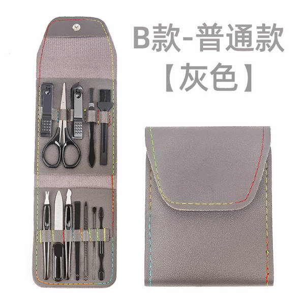 Caixa de couro 7 peças de kit de ferramentas de beleza do fabricante de pacotes de presentes de impressão LOGO faca de unhas de corte de unhas