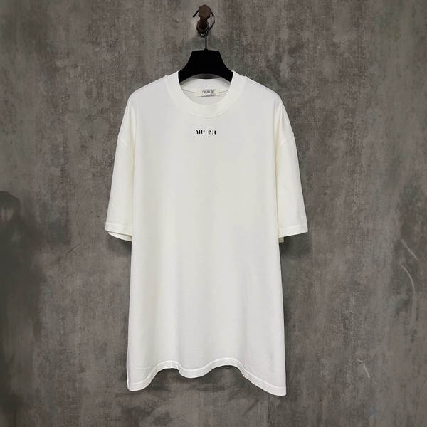 Transfronteiriço Alta Versão MIU Muji Novo Logo Clássico Pequeno T-Shirt Corda Redonda Para Homens e Mulheres