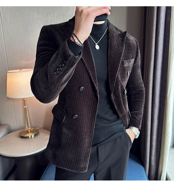 Vestido de outono e inverno de alta qualidade para homens com casaco de casaco duplo.