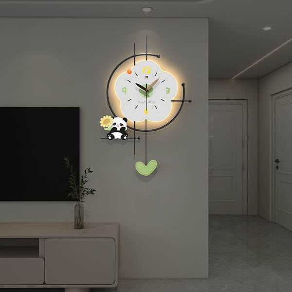 Relógio de panda criativo pendurado sala de estar sensualidade avançada modernas simples relógio silencioso casa decoração relógio pendurado parede sem furos