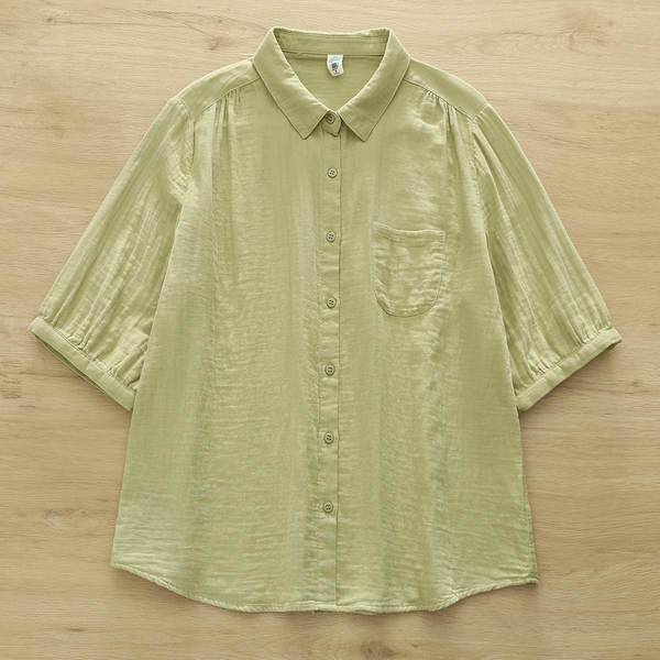 Venda direta do fabricante Camisa feminina de algodão puro de duas camadas Camisa feminina de algodão integral de primavera outono