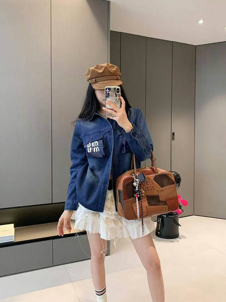 Alta Versão Miu Mulheres Cowboys Camiseta de mangas compridas Mouse T-Shirt Letra Feminino