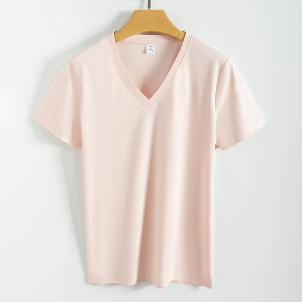 Camiseta feminina de algodão curta