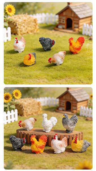 Micro-paisagem criativa fazenda de simulação de galinhas grandes de galinhas de espinhas diy acessórios de decoração de mesa mini pedaços
