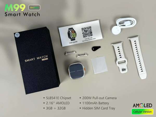 Relógio inteligente transfronteiriço m99 relógio inteligente 5g global de 2,4 polegadas à prova d'água giratória foto relógio de telefone do Google