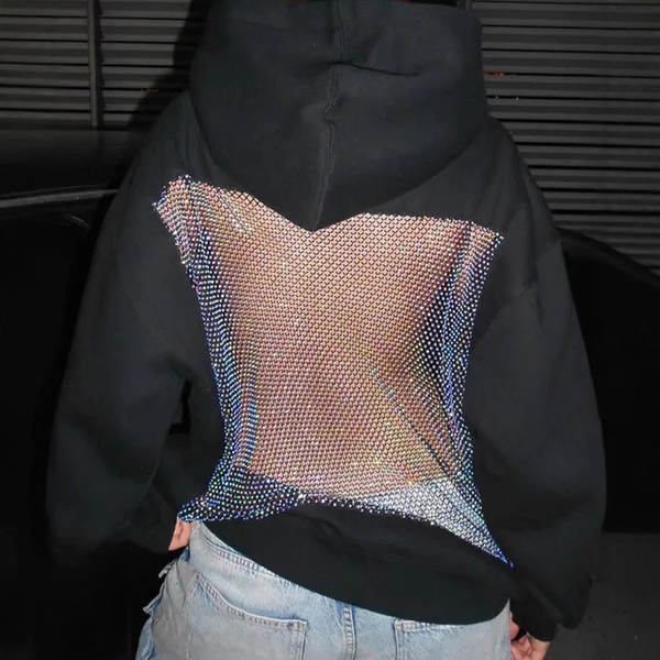Moletom feminino longo com capuz
