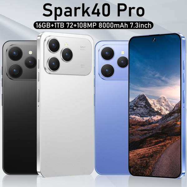 Novo Spark 40 Pro perforado 7.3 grande ecrã Android 14 comércio exterior explosivos em dinheiro 5G smartphone transfronteiriço