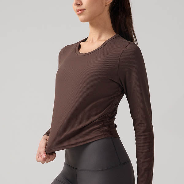 Vestido de yoga com mangas compridas de alta elasticidade, camisa de esporte para relaxar