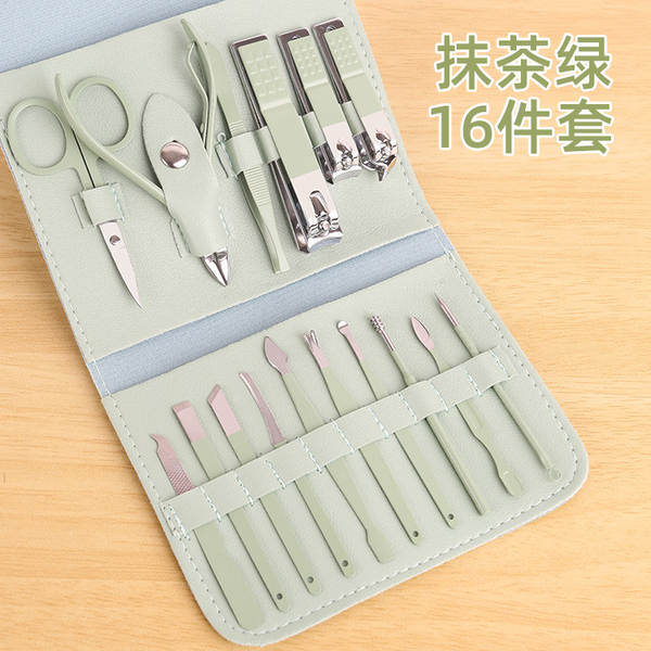 Caixa de couro 7 peças de kit de ferramentas de beleza do fabricante de pacotes de presentes de impressão LOGO faca de unhas de corte de unhas