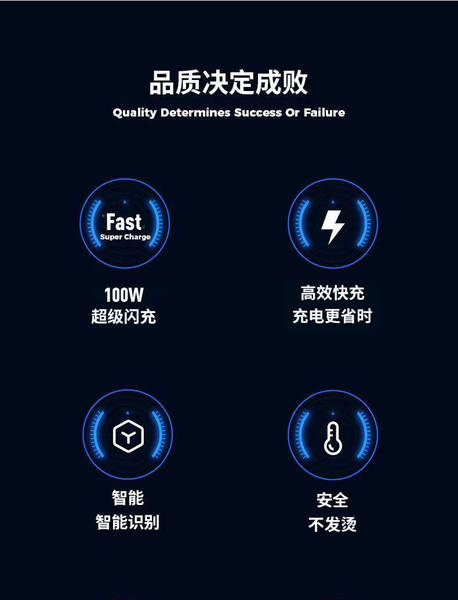 Carregador de celular VIVO compatível com 100W Super Flash Iqoo Huawei Honor Xiaomi Carregador Rápido