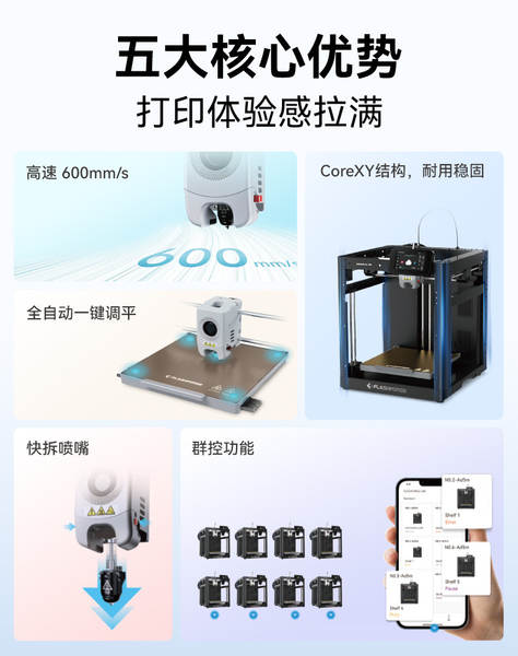 Impressora AD5M de alta precisão de alta velocidade com caixa de abertura totalmente automática para impressoras 3D de classe de desktop FDM
