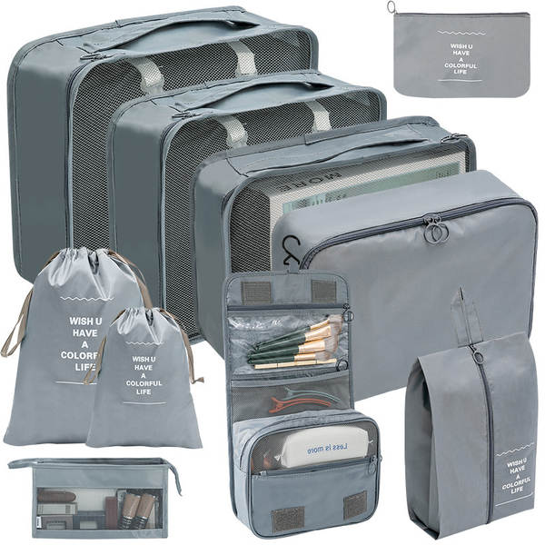 Kit de 10 bolsas de organização para viagem