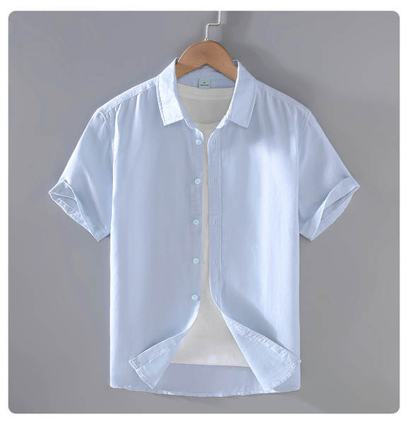 T-shirts masculinos de manga de cor pura com mangas curtas de verão baseado em roupas de manga fina e fina de estilo chinês
